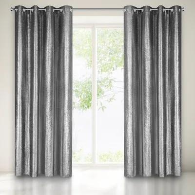 Obrázek produktu pro Záclona GLOSSY černá stříbrná světle šedá 140x250 cm očka