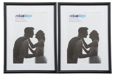 Produktbild von 4 x Bilderrahmen, 15x20cm, Passepartout 10x15cm, Glasscheibe, Fotorahmen zum Stellen & Hinhängen, schwarz
