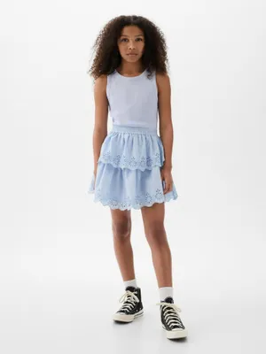 Produktbild von GAP Kinder Baumwollkleid ärmellos mit Spitzenbesatz, tailliertes Oberteil, Blau, Größe XXL