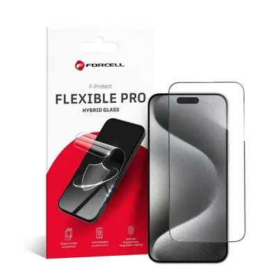 Produktbild von Forcell Flexibles 5D-Hybridglas passend für iPhone 15 Pro Max schwarz