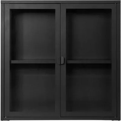Produktbild von Famanu Wanddisplaykasten mit Glastüren - Schwarz, 80 cm x 18 cm x 80 cm