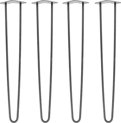 Produktbild von Natural Goods Berlin HAIRPIN Legs, Haarnadelbeine, Möbelfüße, Tischbeine, Industrial Anthrazit, 71 cm, 2 Streben, 4 Stück