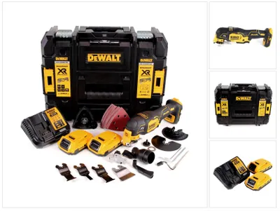 Image de Outil multifonction sans fil DeWalt DCS 356 D2 18 V sans balais + 2 batteries 2,0 Ah + chargeur + 19 accessoires + TSTAK