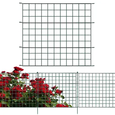 Immagine prodotto di Recinzione per laghetto - Set recinzione metallica da giardino - 11 pezzi - Verde - 5 elementi