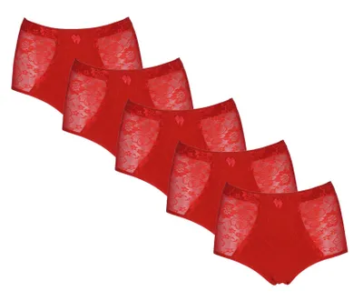 Produktbild von 201 J&C Leicht formende Damen-Slips im 5er-Pack – Komfortabel und Feminin Größe L Rot