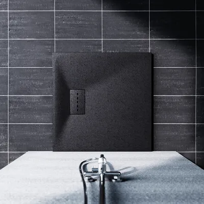 Zdjęcie produktu dla SUNXURY 80×80cm SMC Brodziki z odpływem Antypoślizgowy prostokątny brodzik Czarny