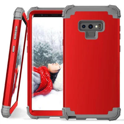 Obrázek produktu pro Galaxy Note 9 Pouzdro, 3 v 1 Hybridní Pevný PC TPU Silikon, Odolné proti nárazům Ochranné pouzdro pro Samsung Galaxy Note 9 červené