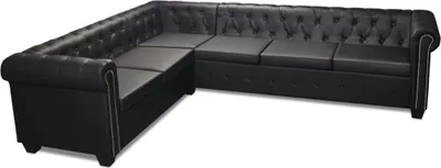 Immagine prodotto di vidaXL Divano angolare Chesterfield 6 posti in ecopelle nero