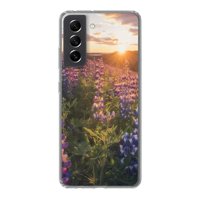 Produktbild von MuchoWow® Handyhülle Schutzhülle Hülle für Samsung Galaxy S21 FE Lupine - Sonne - Lila Silikon Softcase Handy Hülle - Mobiltelefonhülle
