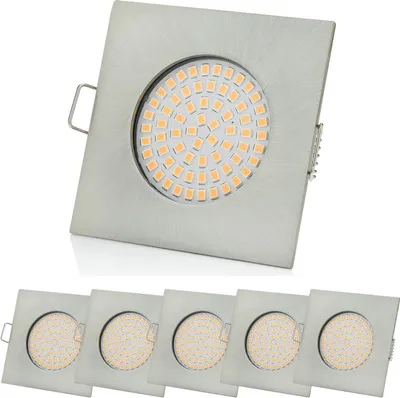 Produktbild von LED Einbaustrahler 6er Pack Flach Chrom Eckig 3.5W warmweiß