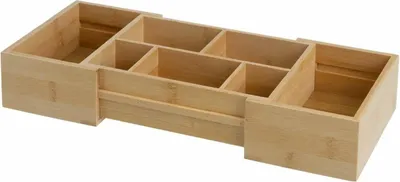 Image de HowHomely | Organiseur - Boîte de rangement - 4 x 17 x 7 cm - en bambou - Boîte de rangement