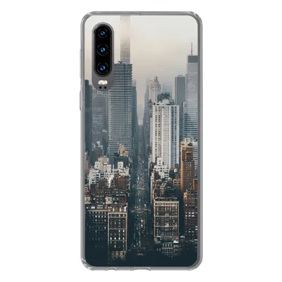 Produktbild von MuchoWow® Handyhülle Schutzhülle Hülle für Huawei P30 Skyline von New York Silikon Softcase Handy Hülle - Kartenbesitzer