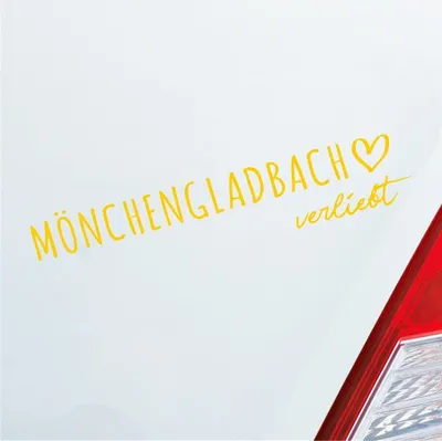 Produktbild von Auto Aufkleber Mönchengladbach verliebt Herz Stadt Heimat Liebe Car 19x4 cm Gelb Sticker Heckscheibenaufkleber