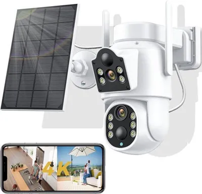 Image de Caméra de surveillance extérieure – Sans fil – Résolution 4K – Énergie solaire – Vision nocturne – WiFi