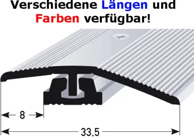 Produktbild von Ausgleichsprofil / Anpassungsprofil für Laminat / Parket / Vinyl "Halsey", für Höhe 4 - 7 mm, 33,5 mm breit, 2-teilig, Aluminium eloxiert, gebohrt-Edelstahloptik-900