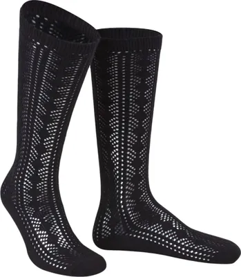 Produktbild von Damen Trachtensocken Trachtenstrümpfe Zopf Socken Schwarz, Größe:34/35