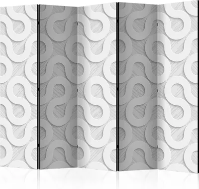 Produktbild von Akusticher Raumteiler Abstrakt Foto Paravent 225x172 cm beidseitig auf Vlies-Leinwand bedruckt Akustikschaum Trennwand Spanische Wand Sichtschutz Home Office geometrisch 3D Effekt f-B-0212-z-c