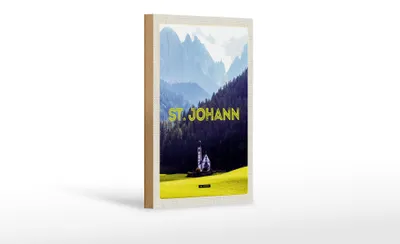 Produktbild von Holzschild Reise 12x18 cm St. Johann in Tirol Österreich Kirche