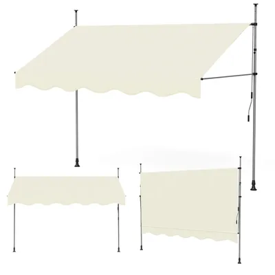 Produktbild von 300x120cm Klemmmarkise Einziehbar Balkonmarkise mit Handkurbel Balkon Markise Sonnenschutz ohne Bohren Höhenverstellbar,Beige