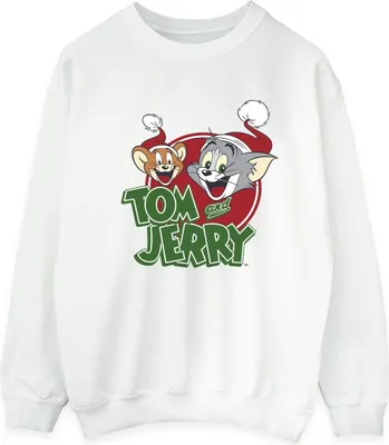 Produktbild von Tom And Jerry - "Christmas Hat Logo" Sweatshirt für Herren BI47130 (4XL) (Weiß)