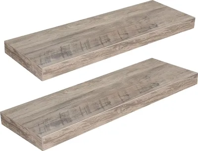 Produktbild von Famanu Wandregal Set von 2 - Stabile Wandplatten, 60 x 20 x 3,8 cm, Greige