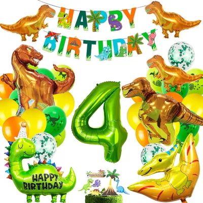 Dinosaurier-Geburtstagsdeko-Set, 33-teilig, grün, für Jungen