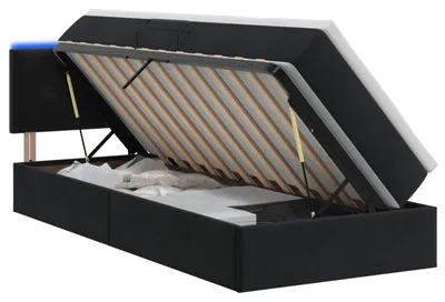 Obrázok produktu pre vidaXL LED posteľ s úložným priestorom a matracom, čierna, 90 x 190 cm, zamatová