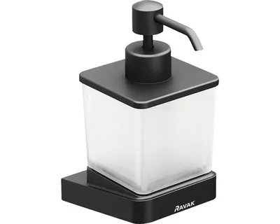 Produktbild von Ravak 10° - Flüssigseifenspender mit Halter, Schwarz/Glas X07P559