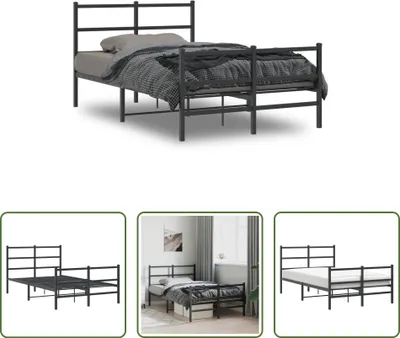 Produktbild von The Living Store Bettgestell mit Kopf- und Fußteil Metall Schwarz 120x190 cm