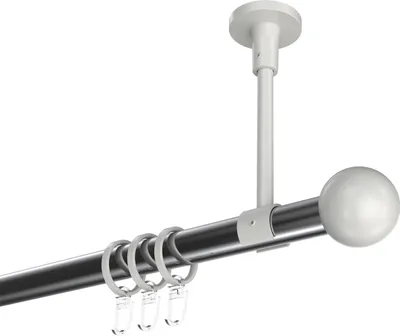Produktbild von Interdeco Gardinenstange / Vorhangstange Chrom / Weiß, Typ Sonette Luino (Kugel) Deckenmontage, 20 mm Ø 1-läufig, 160 cm
