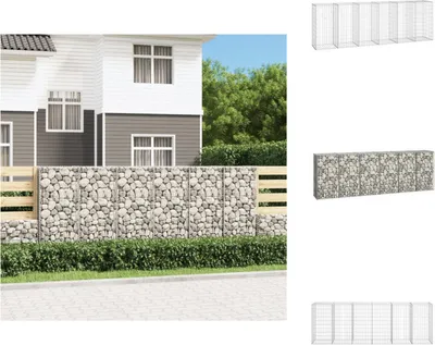Zdjęcie produktu dla vidaXL Murek gabionowy z pokrywą ze stali ocynkowanej 300×50×100 cm - Panele ogrodzeniowe