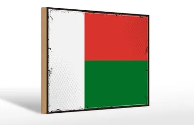 Produktbild von Holzschild Flagge Madagaskars 30x20cm Retro Madagascar