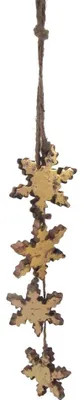 Produktbild von HOLZ-SCHNEEFLOCKEN-HÄNGER. Stern Hänger. Ca 58cm. GOLD