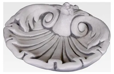 Produktbild von Vogeltränke in Blattform, H. 12 cm, 11 kg, Grau, frostsicher aus Weißbeton für den Außenbereich