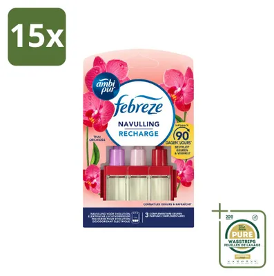Imagen del producto de 15 unidades de recambios Ambi Pur 3Volution, aroma Orquídea Tailandesa, 20 ml, pack ahorro