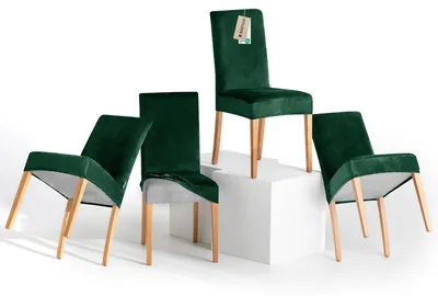 4er Set Stretch-Stuhlhussen, abnehmbar, waschbar, flaschengrün
