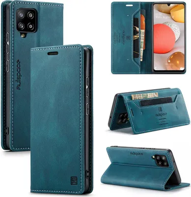 Produktbild von Samsung Galaxy A42 5G Brieftasche Hülle, Retro Kunstledertasche Stand Schutzhülle für Samsung Galaxy A42 5G Blau