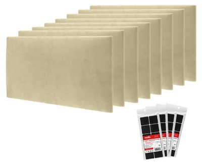 Produktbild von STEGU Polsterpaneel-Set 8× Rechteck 60x30 cm inkl. Klettband Kopfteil Schlafzimmer Beige