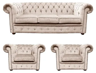 Image de Canapé Chesterfield, sofa en cuir classique, ensemble de canapés en cuir, canapé rembourré