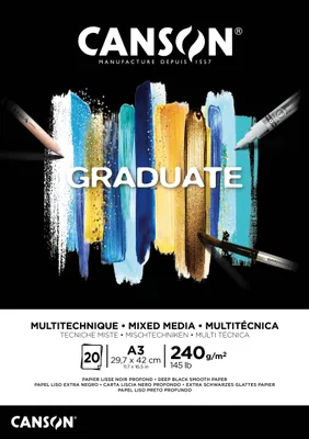 Immagine prodotto di CANSON C31250P018 Blocco di studio CANSON GRADUATE MIXED MEDIA, nero, DIN A3