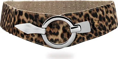 Produktbild von Glamexx24 Damen Taillengürtel Elastischer gürtel 6cm breiter Hüftgürtel silberner Ring Leopard-Farbe: Leopard -Größe: 85cm ( Taillenweite 76-108cm )