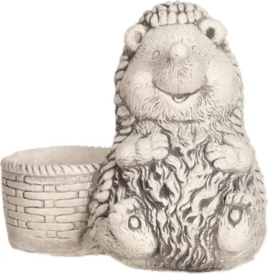 Produktbild von Betonskulptur mit Gartentopf, graue Igelfigur
