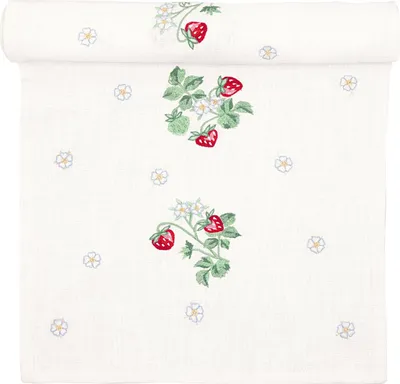 Produktbild von Greengate Berry Tischläufer mit Stickerei white 140x45cm