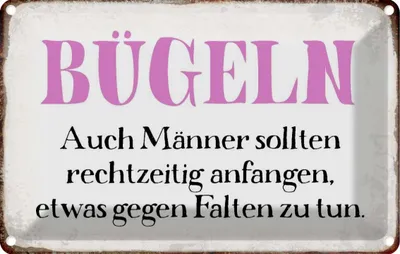 Produktbild von vianmo Blechschild 20x30 cm Bügeln auch Männer sollten Spruch Zitat
