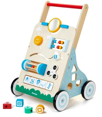 Produktbild von 10-in-1 Aktivitätszentrum - Holz Laufwagen - Verstellbarer Laufwagen - Spielzeug