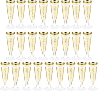 Champagnergläser, 25er-Set, Kunststoff, transparent, 150 ml, wiederverwendbar