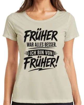 Immagine prodotto di "Prima era meglio." T-shirt da donna con scritta sarcastica, stile vintage, taglia XXL. Motivo: natura