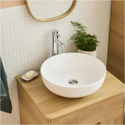 Immagine prodotto di Lavabo da appoggio rotondo in Vetroceramica bianca SACHA da 42 cm