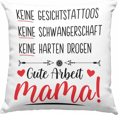 Produktbild von Trendation - Muttertag Deko-Kissen mit Füllung 40x40 Muttertagsgeschenk Keine Gesichtstatoos Keine Schwangerschaft Mama  Deko-Kissen mit Füllung 40x40 Geschenk Spruch (Blau)