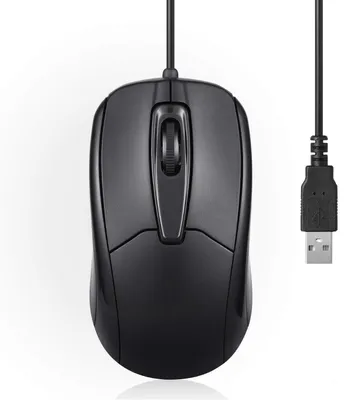 Imagen del producto de Ratón USB con cable, modelo PERIMICE-209U, con rueda de desplazamiento, adecuado para diestros y zurdos, para uso en ordenadores de escritorio y portátiles. Color: negro. Ratón USB